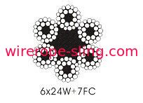 Câbles de levage en acier, type Warrington, 6 X 24w + 7fc, câble de câble métallique toronné rond