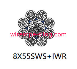Câble de corde en acier de Derricking biens de 8 x de 55 Sws avec la surface galvanisée