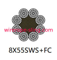 Câble de corde en acier de Derricking biens de 8 x de 55 Sws avec la surface galvanisée