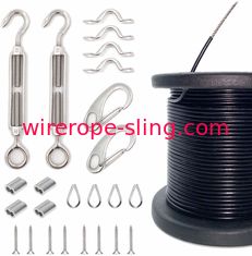 Assemblées extérieures de câble métallique de guide léger avec des lanternes et des crochets le kit de câblage de 110 pi