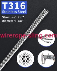 1/8 plate-forme T316 clôturant le câble métallique de catégorie d'avions de 250FT