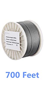 Senmit 18 Stainless Steel Cable 700 pieds