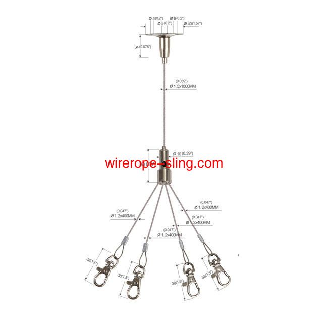 Quatre pattes homard Clip art Cable suspension Kit laiton 1000mm de long yw86022